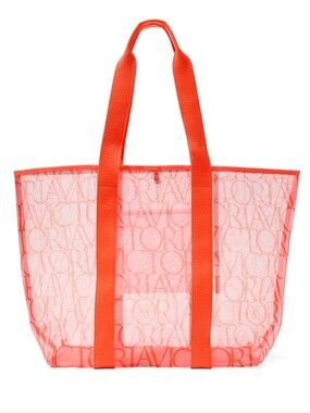 Victoria's Secret Mesh Carryall Beach Tote Bag Orange